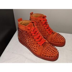 Christian Louboutin Men's Orlato Sneakers Spiked Suede Red EU 39 / US Mens 6.5